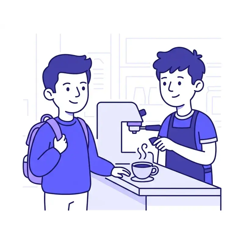 At the bar — ordering coffee